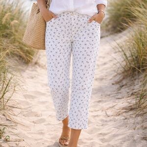 J.Crew City Fit Anchor Print Cropped Pants Nautical Coastal Prep Size 10